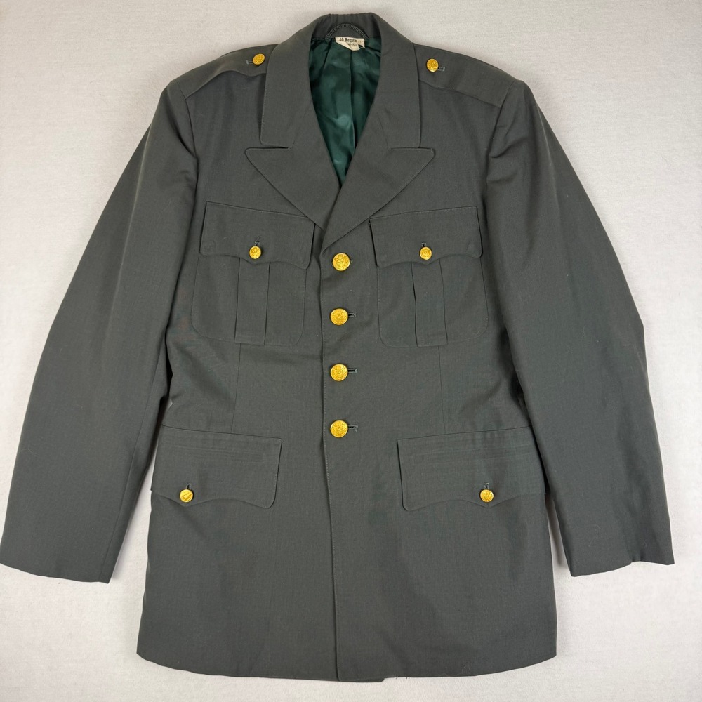Vintage US Army Military Mens Dress Uniform Jacket Coat 40 Regular Green Wool